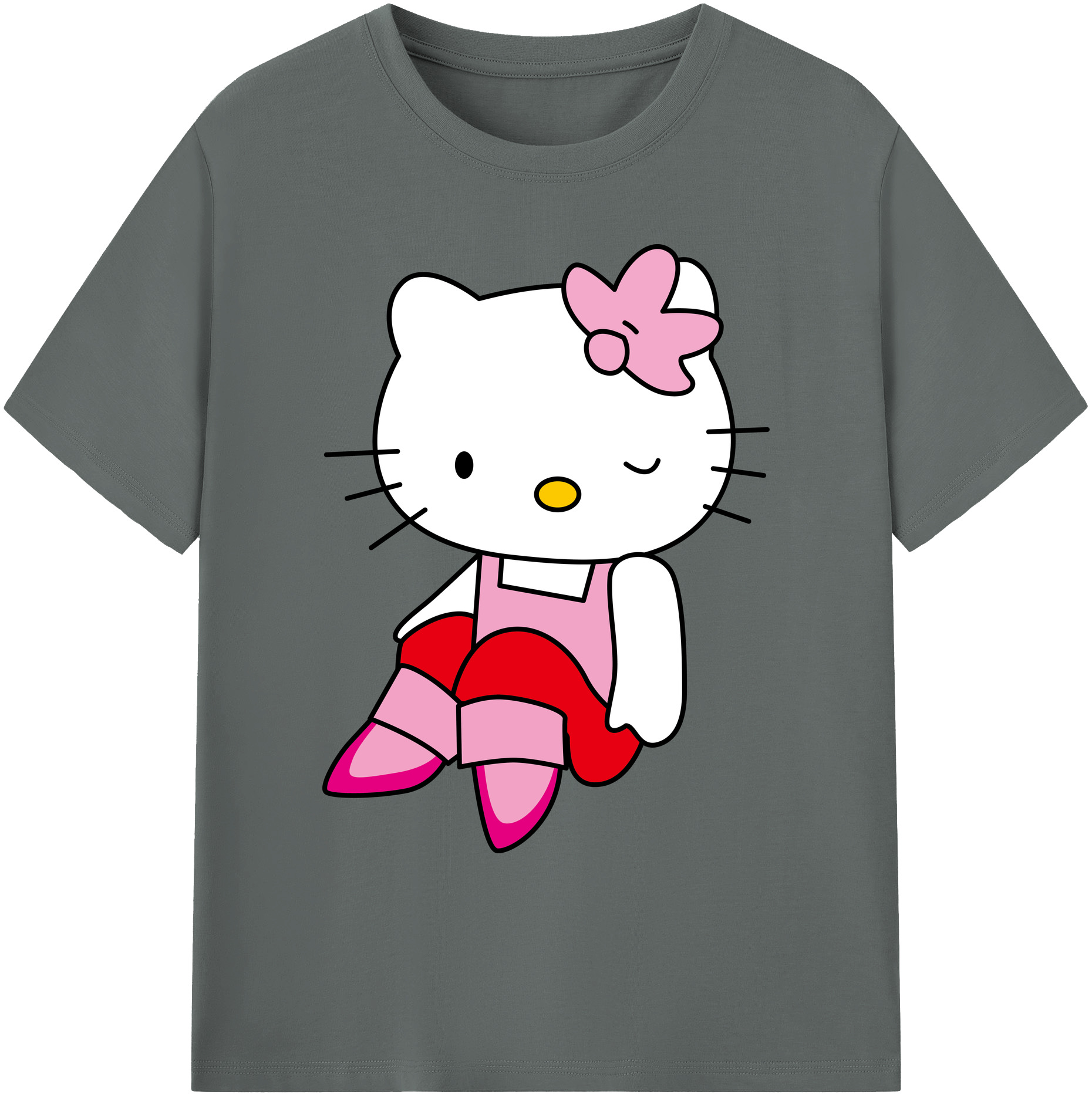 （画像用） Hello Kitty ハローキティ 綿100％ メンズ半袖Tシャツ｜肌触りやわらか＆通気性